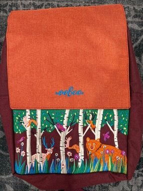 Eeboo kids “Bear In The Woods” Embroidered Backpack/Book bag